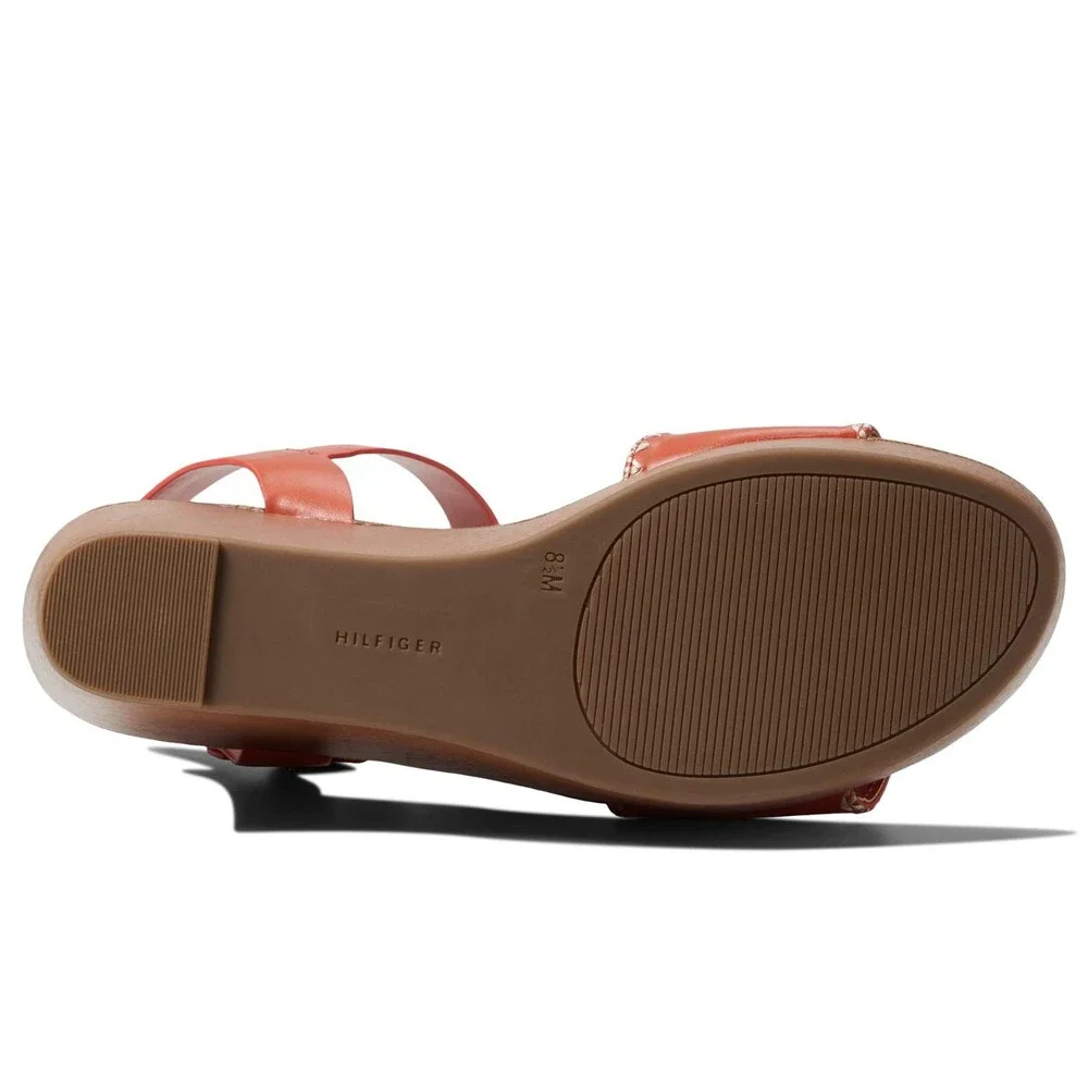 Tommy Hilfiger Walalei Sandals Women's Orange Round Toe Wedge Heel HTAT1558